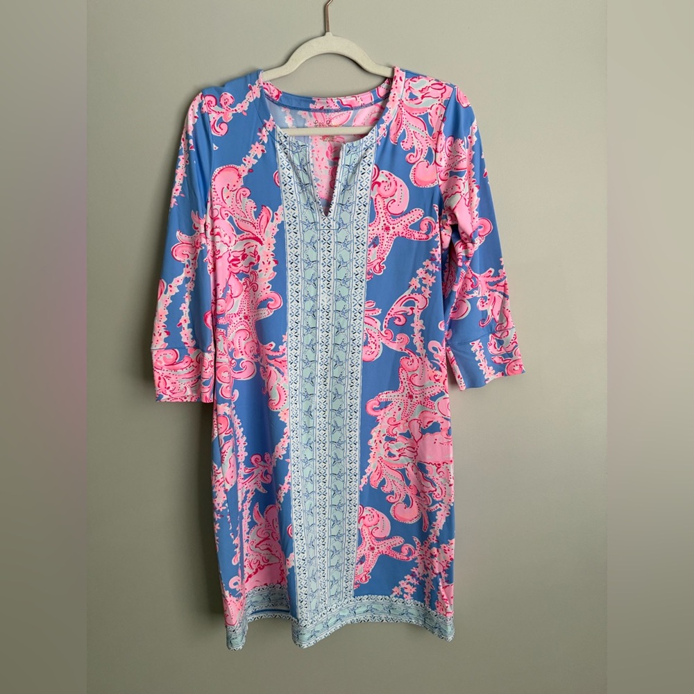 Lilly Pulitzer ChillyLilly 3/4 sleeve shift dress size medium